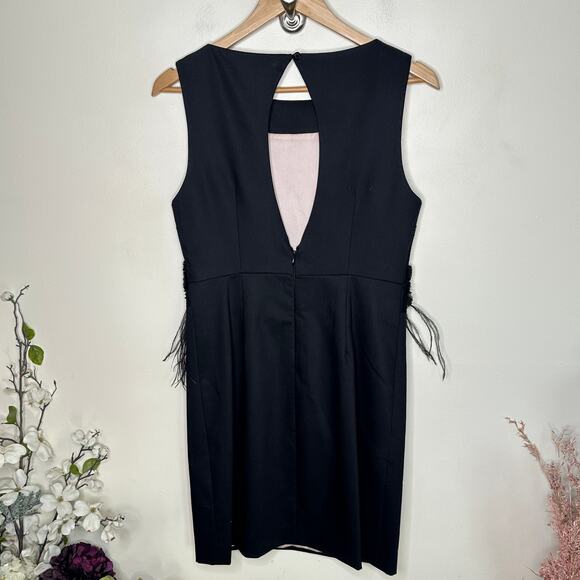 ALICE + OLIVIA Marigay Rosette Feather Trim Peplum Dress Black Sz 8 $495 {3G34} - Picture 4 of 6